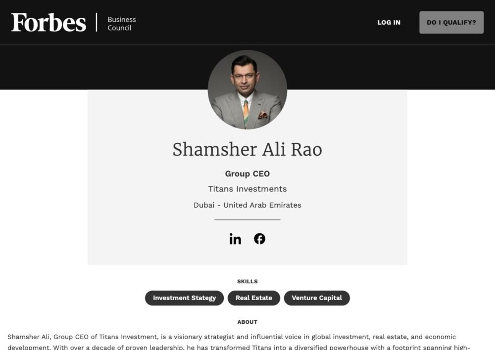 Shamsher Ali Rao Featured on Forbes Business Council